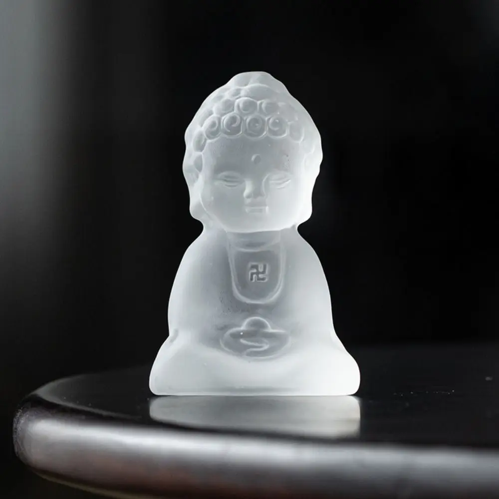 Cute Handmade Buddha Glass Ornaments Small Size Glass Material Small Buddha Statue Spiritual Unique Tea Table Decor Office Desk