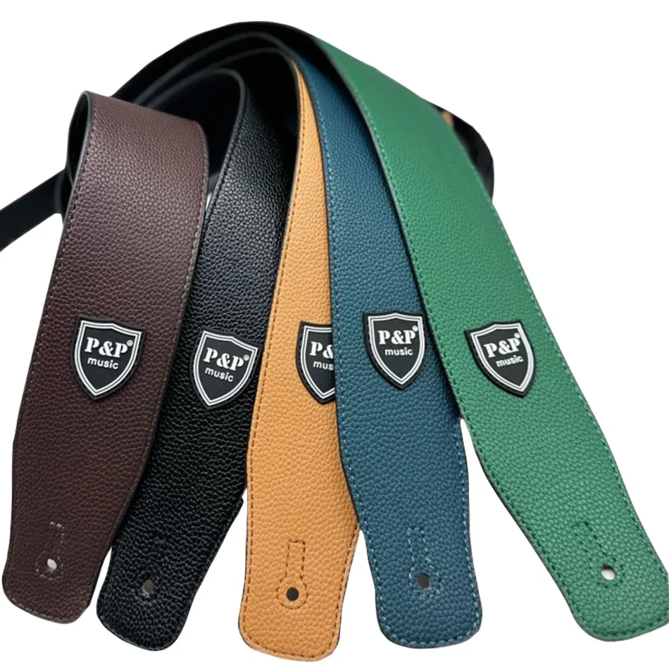 P&P 2.5 Inch PU Leather Guitar Strap Widen Adjustable Soft Belt For Electric Acoustic Guitar Folk Bass Strap