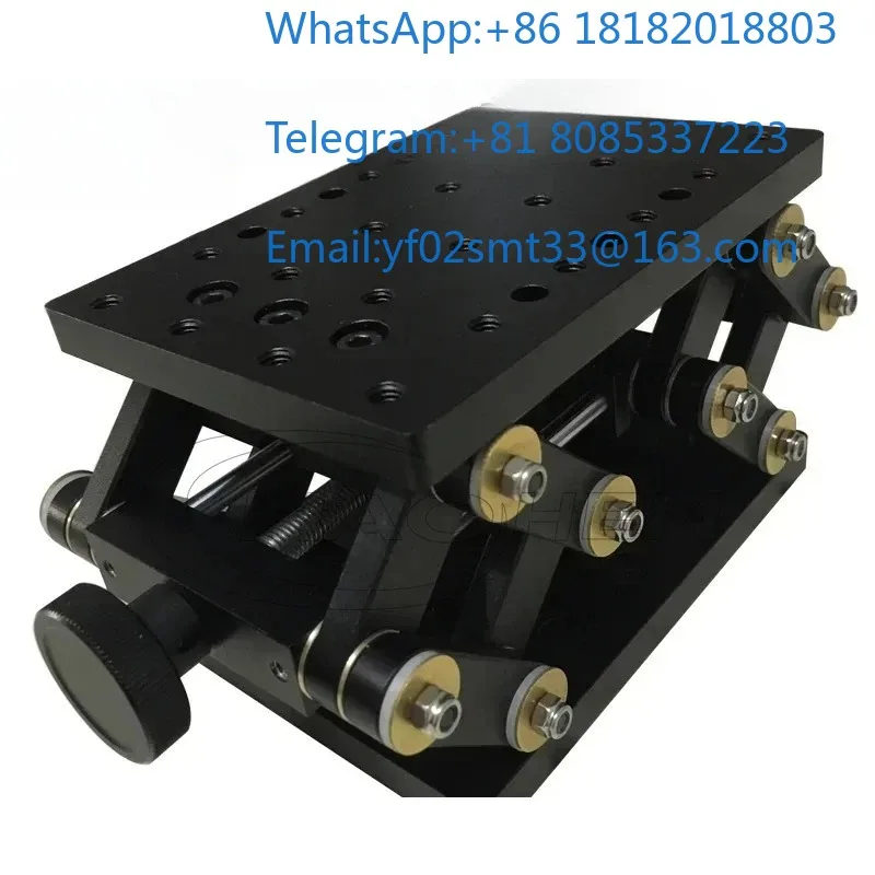 Double Scissor Aluminum Manual Lifting Table Black Anodized Z-axis Lab Jack With Handwheel, Multi M6 Thread Holes Precision