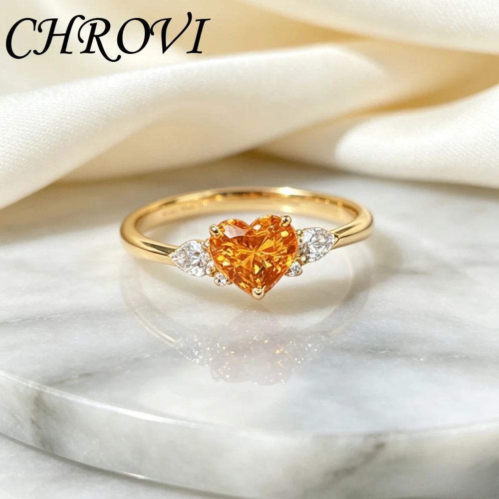 Luxuriöser 925 Sterling Silber Goldener Morganit-Orangefarbener Herzförmiger Ring - Herzförmiger Edelstein Fendra Steinring für Damen – Detail 3
