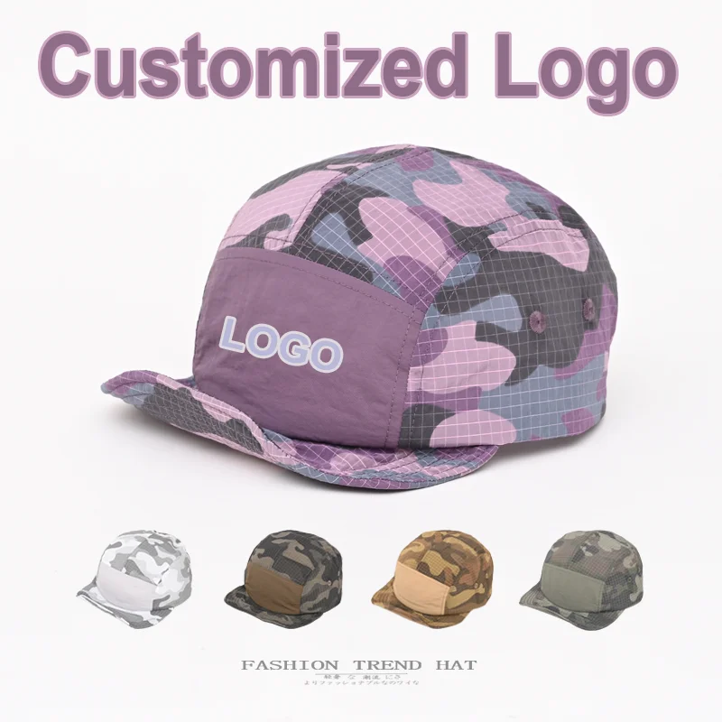 

Custom Size American Camouflage Cap Men Women Summer Outdoor Sun Protection Quick-drying Patchwork 5-Panel Plaid Baseball Cap