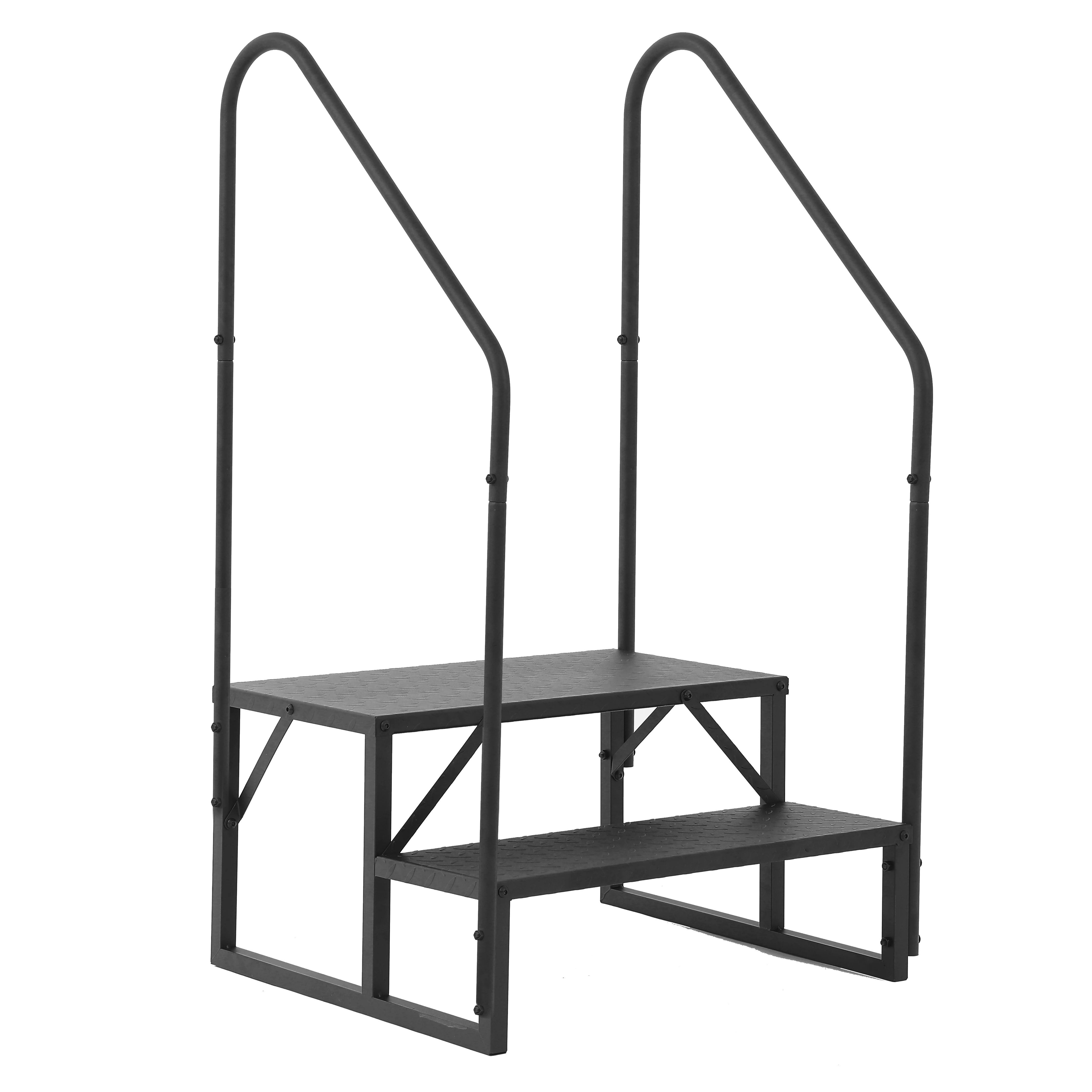 

Ступеньки для автофургона с 2 поручнями, 2-ступенчатые ступеньки для прицепа, уличные лестницы для автофургона с противоскользящими педалями, уличные ступеньки для туристических прицепов