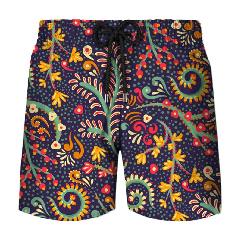 3D Printing Retro Flower Short Pants Men Kids Hawaiian Beach Shorts Swimsuit Fashion Surf Board Shorts Quick Dry Swim Trunks