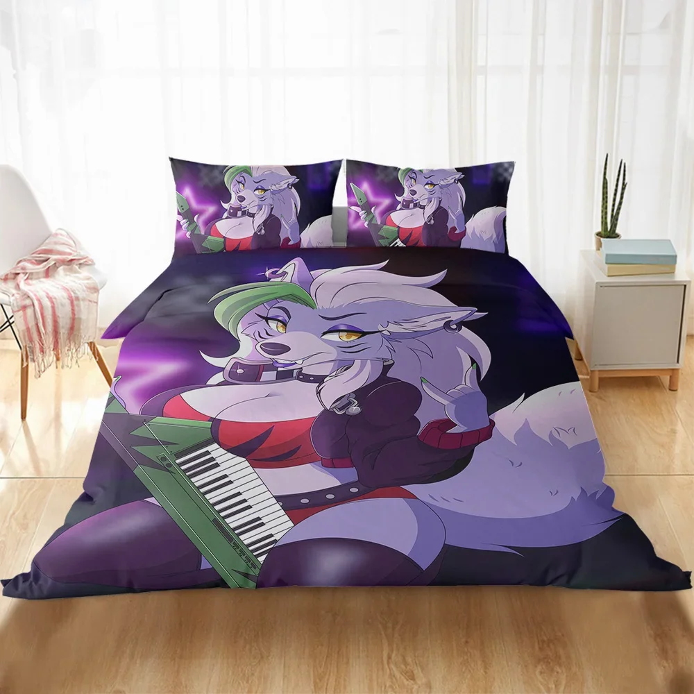 NEW Furry Roxanne Wolf (fnaf) Duvet Cover Quilt Cover Bed Flat Sheet Bedspread Cover Coverlet Anime