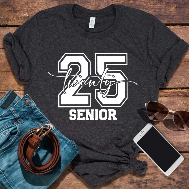 Senior 2025 Graduation Shirt Senior 2025 T-shirts for Women Graduation 2025 Vintage Clothes Aesthetic Top L