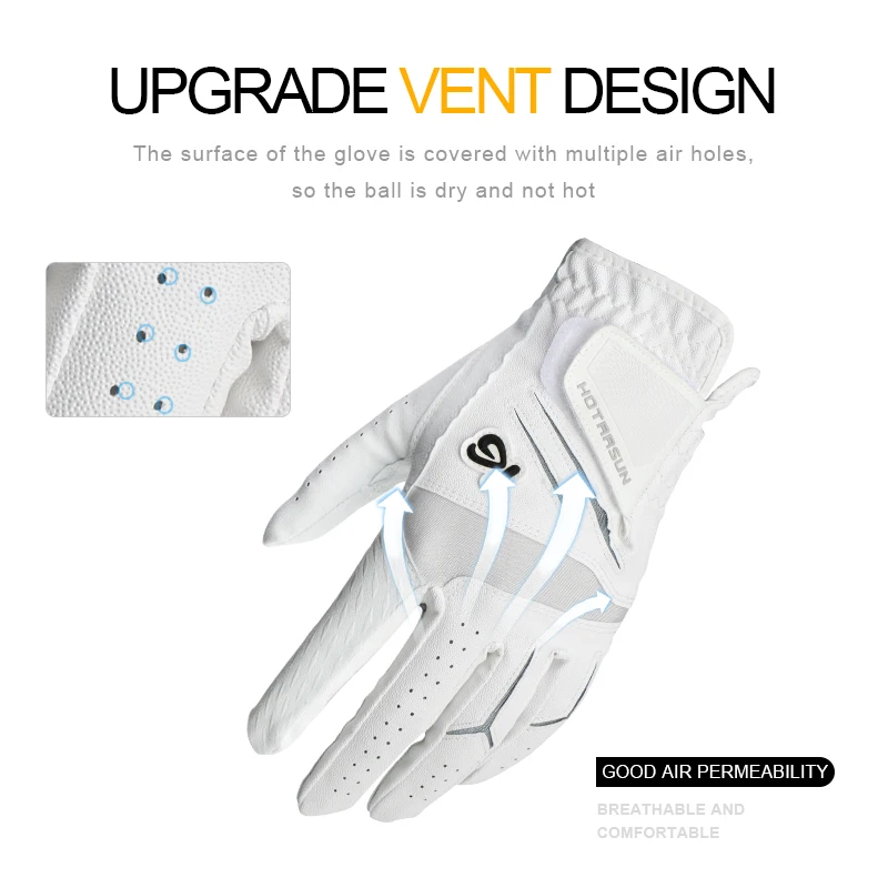 

Men's Golf Gloves Lambskin Golf Gloves Men Gift Left Hand White Microfiber Comfortable Stretch Breathable Anti-slip Quick-drying