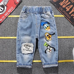 High Quality Kids Mickey Mouse Fashion Ripped Jeans Clothes Spring Autumn Baby Boys Girls Jeans Denim Pants Children Trousers