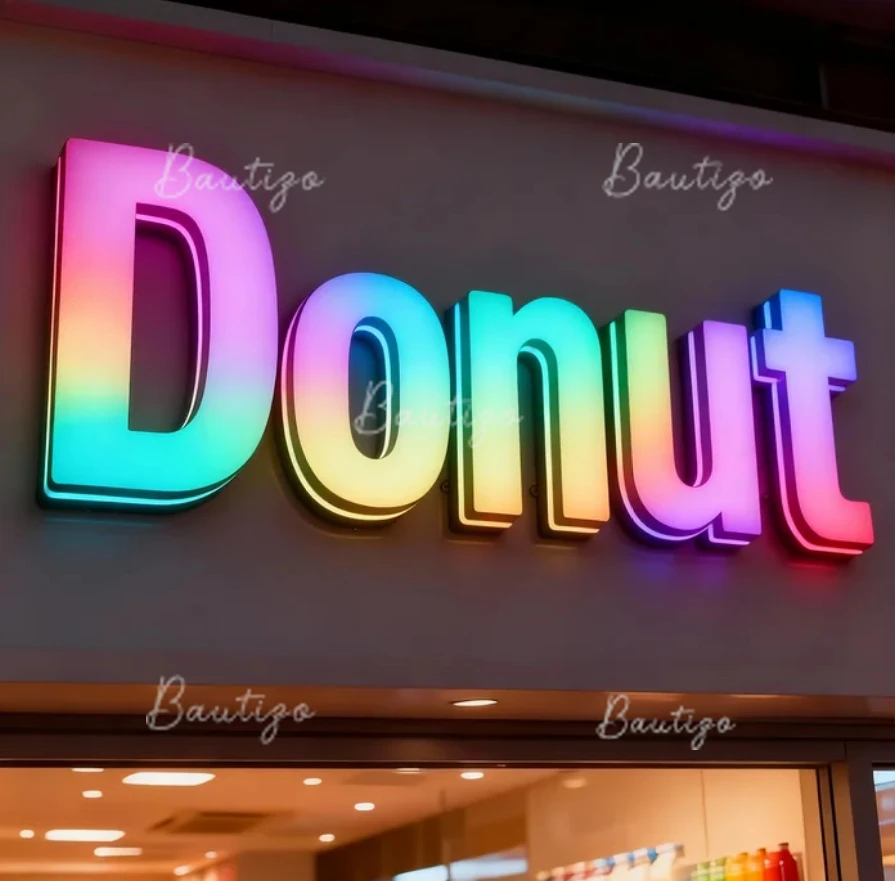 Benutzerdefiniertes RGB-Metallschild für Unternehmen, Business-Logo, Schild, Wand, Zuhause, Licht, Buchstaben, Buchstaben, Poster, Werbung, groß, leuchtend, 3D