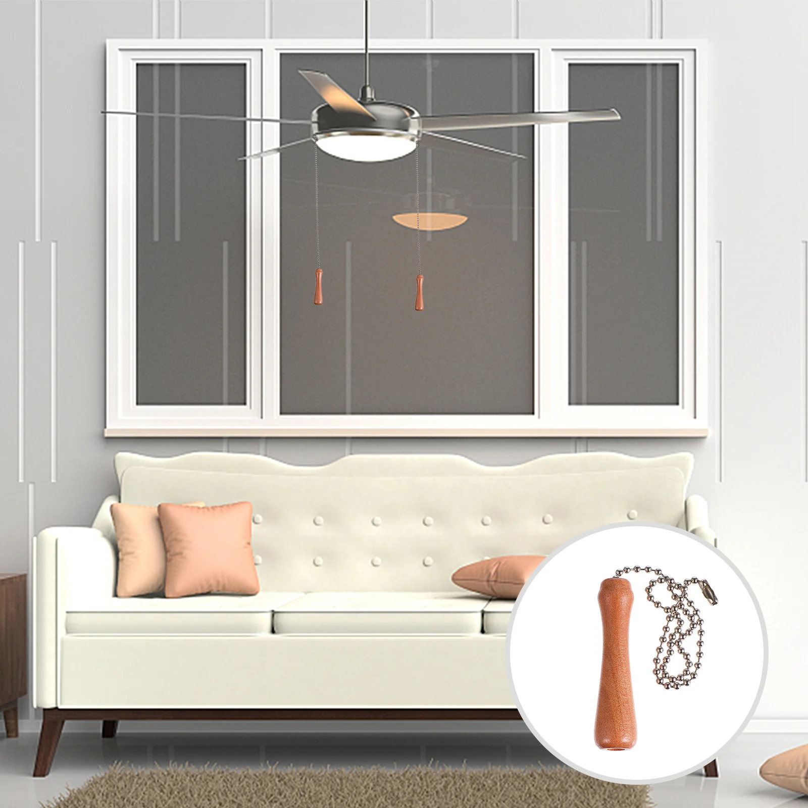 

3Pcs Wooden Stick Chain Pendant Durable Elegant Fan Pull Chains for Ceiling Fan Lamp Chandelier Decor Wooden Stick Chain Pendant