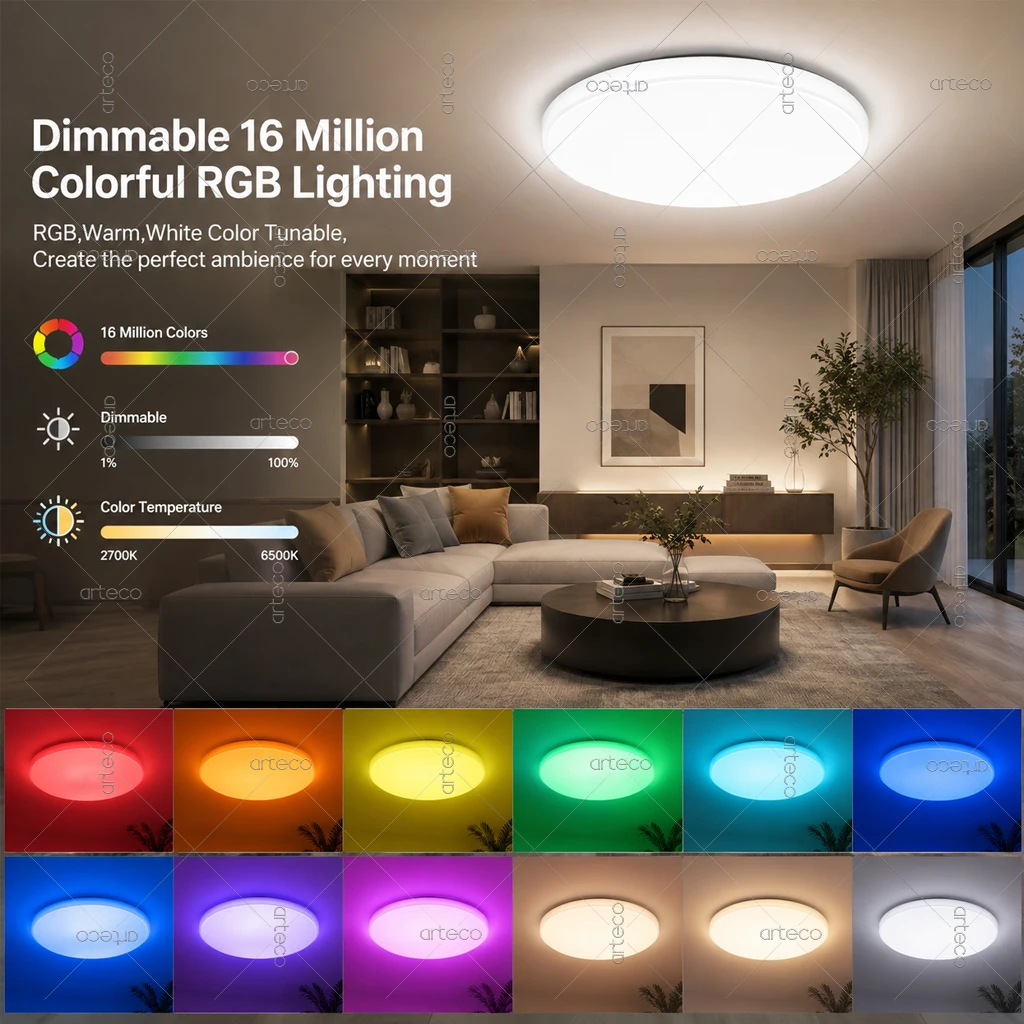 Bild 4: 24W 40W Tuya Zigbee Smart Deckenleuchte RGB Warmweiß Ultraflache Runde LED-Deckenlampe Wohnzimmer Schlafzimmer LED-Deckenleuchte