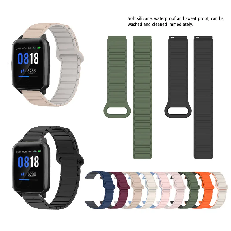 Cinturino magnetico in silicone da 20 mm per AXTRO Fit 3 / Fit 4 / Actxa Tempo 4c 5c per Haylou LS02 / RS4 Plus Bracciale uomo donna
