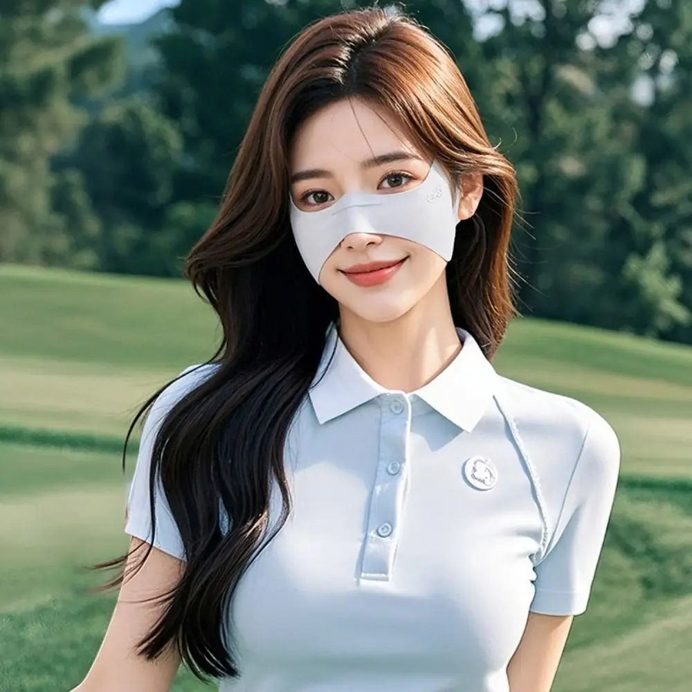 Summer Elastic Ice Silk Mask Thin Sunscreen Veil Sunscreen Eye Patches Solid Color UV Protection Golf Face Mask Sports