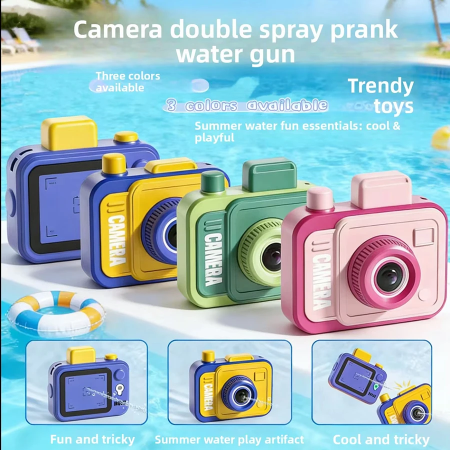 1pc 2026 Double Sided New Camera Water Gun Prank Toy Double Spray Front Back Funny Surprise Gift Kids Summer Pool Beach Party view 5