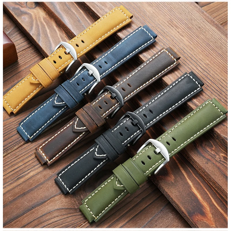 AE1200 Retro Genuine Leather Watchband For Casio AE1200 AE-1300 W-218 W-216H Frosted Strap 18mm Brown Men's Wristband