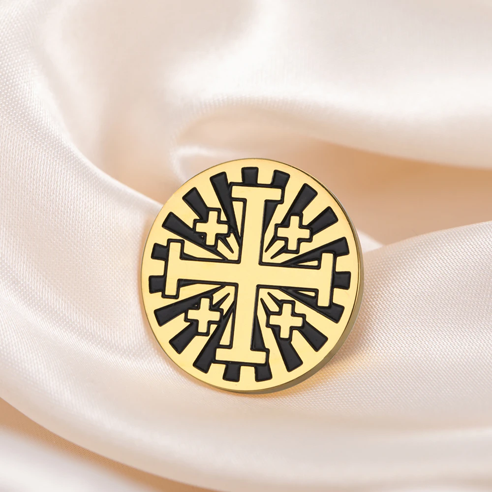 Dawapara Jerusalem Kreuz Brosche Pins Religiöses Gebet Glaube Griechisch-orthodoxer Schmuck Schutz Amulett Edelstahl Zubehör – Detail 10