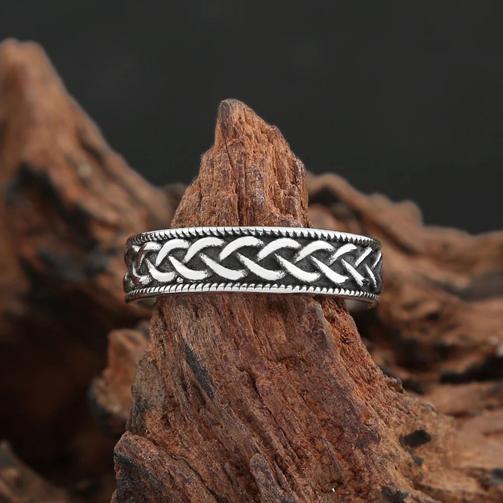 حلقات عقدة سيلتيك فايكنغ 316L من الفولاذ المقاوم للصدأ للرجال والنساء ، أزياء فاسق ، خاتم تميمة الشمال ، مجوهرات بسيطة ، انخفاض الشحن ، خمر #4