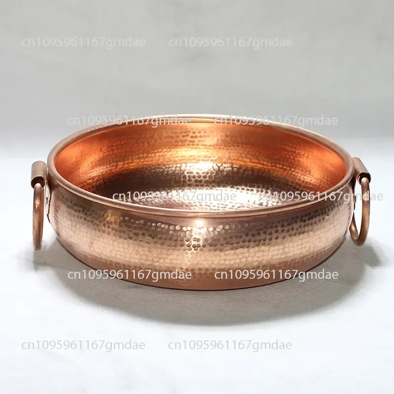 Pure copper thickened hammer point copper hot pot induction cooker mandarin duck copper pot pure  hanging ring drum pot