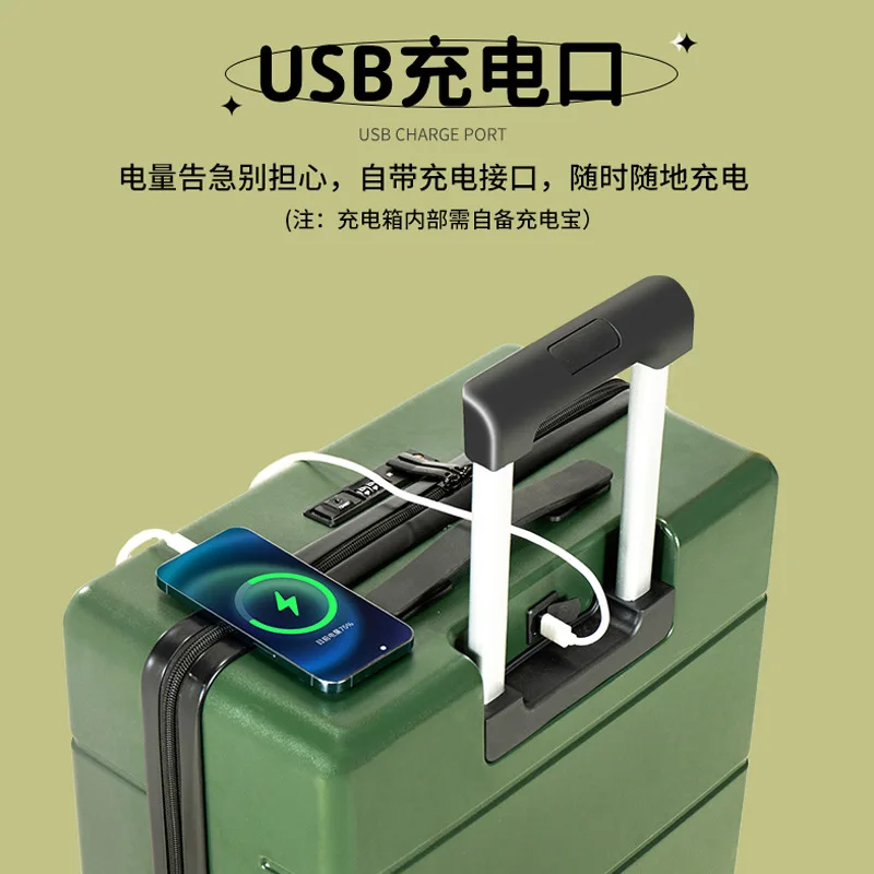 

Front Open Suitcase, Rechargeable, Multi-functional, Durable, Thickened Suitcase, Trolley Suitcase, Women's Suitcase