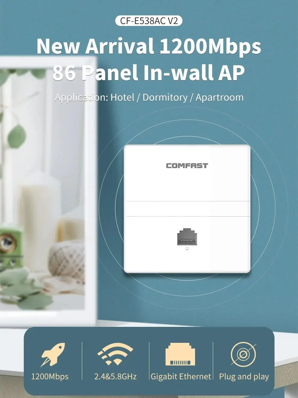 Imagem -02 - Comfast-roteador sem Fio do Ponto de Acesso para o Uso Interno 1200mbps Wifi Router para o Quarto de Hotel ap Interno Cf-e538ac 2.4g 5.8g