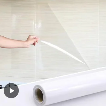 Kitchen oil proof transparent film thick self adhesive waterproof countertop furniture marble wallpaper bathroom decor stickers