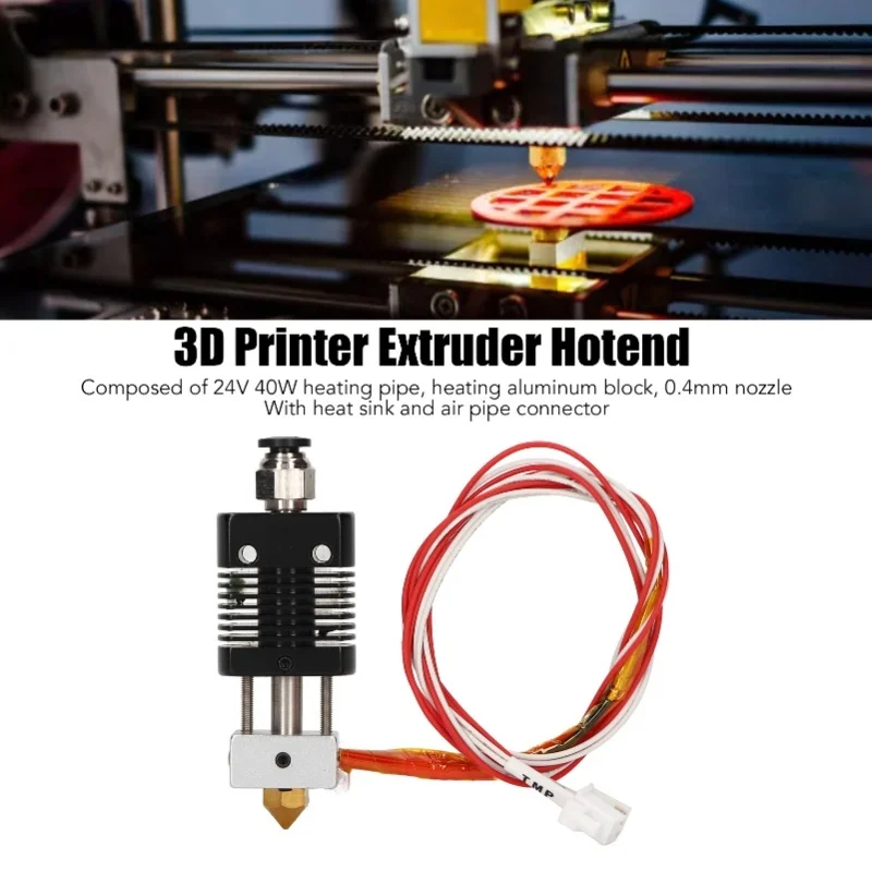 3D Printer Extruder Hotend DC24V 40W Heating Tube 0.4mm Brass Nozzle Heating Aluminum Block Printer Hotend Kit For ET4