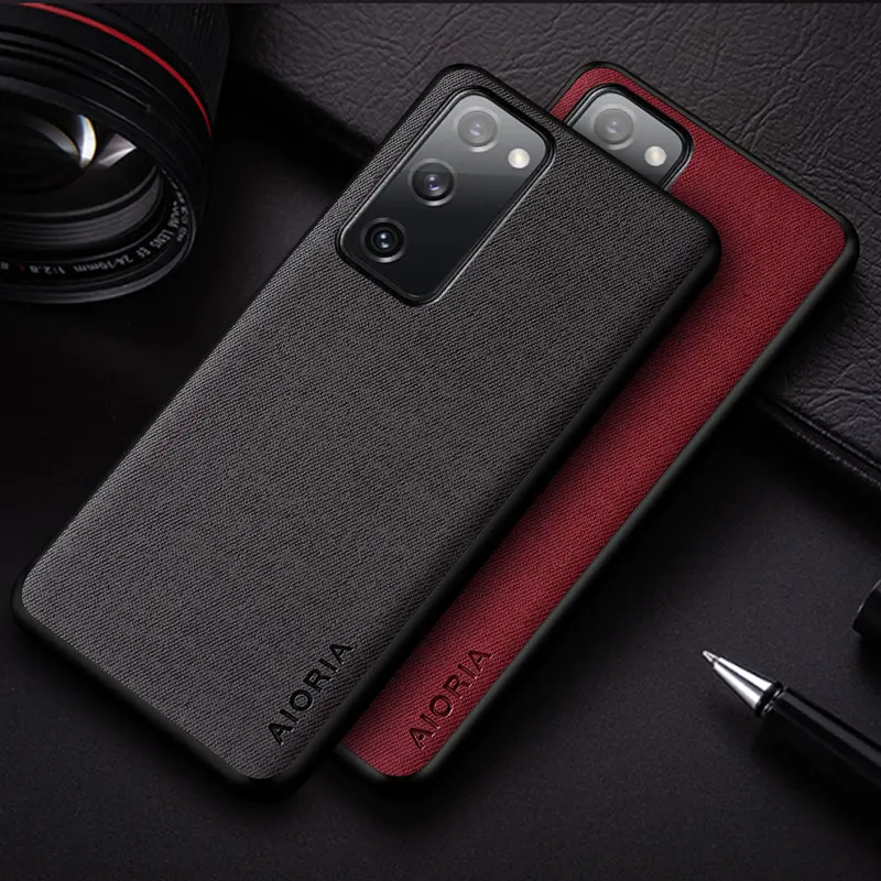 حافظة لهاتف سامسونج جالاكسي S20 Fe S20 Ultra Plus Funda غطاء خلفي واقٍ من الجلد بلون سادة بسيط ومقاوم للصدمات