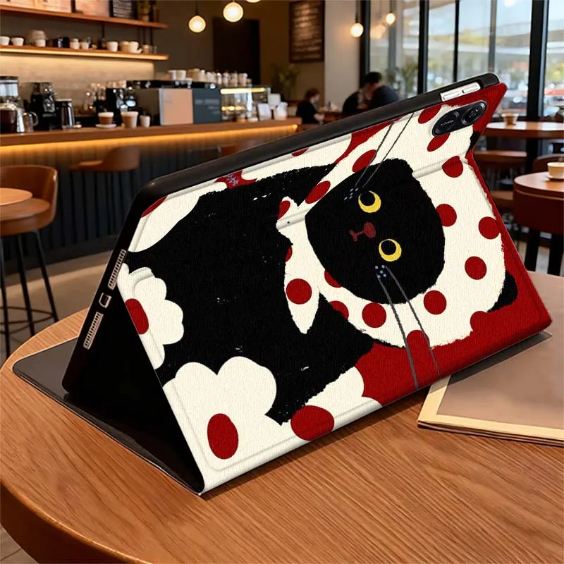 حافظة أنيقة على شكل قطة ريترو لهاتف هواوي ميديا باد ميت باد M5 M6 11 12 X SE T10 T10s 2 C5e T5 Pro Lite Air 11.5 بوصة