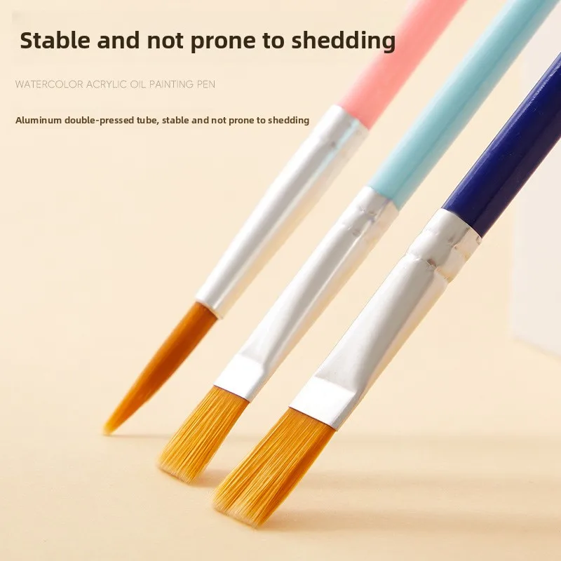 6 pcs multi-functional round head sets art painting plastic rod children DIY paint watercolor gouache oil brush for art lessons