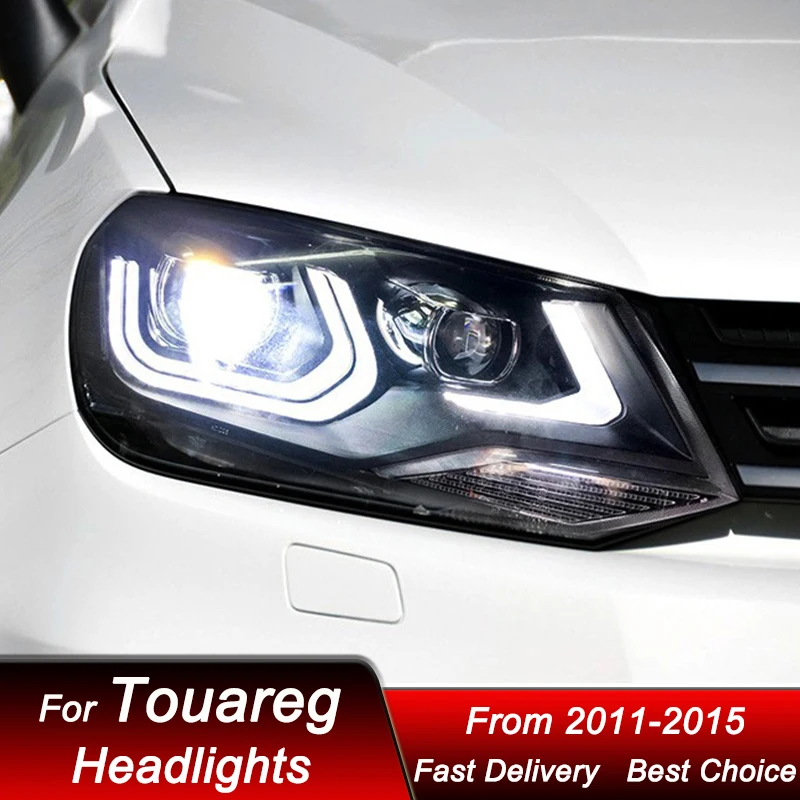 Car Headlights For VW Touareg 11-15 Upgrade new style LED Auto Headlamp Assembly High Configure Projector Lens Accessories Kit