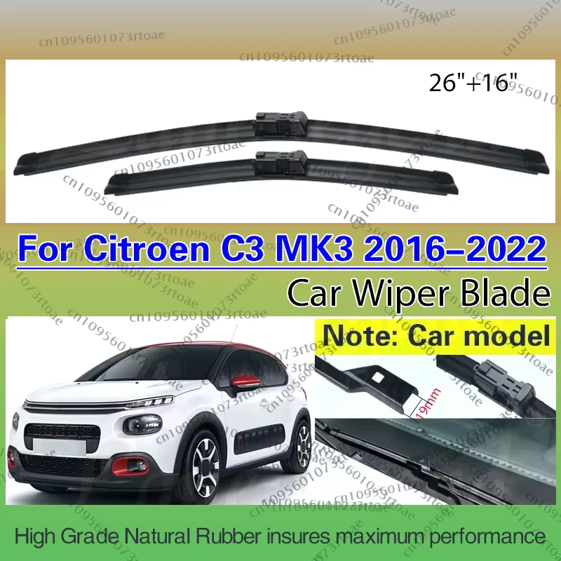 

Front Wiper Blades For Citroen C3 MK3 2016-2022 Windshield Windscreen Car Accessories 2017 2018 2019 2020 2021 2022 26"+16"