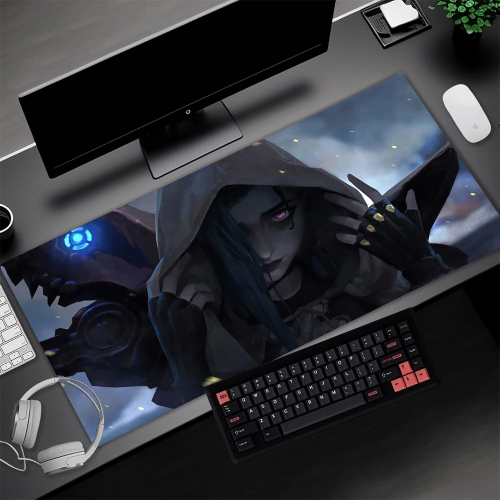 

Anime Girl Large Mouse Pad Gaming Mat for Pc Desk Setup Arcane Jinx Dark Cyber Purple Extended Neon Gamer Keyboard Surface