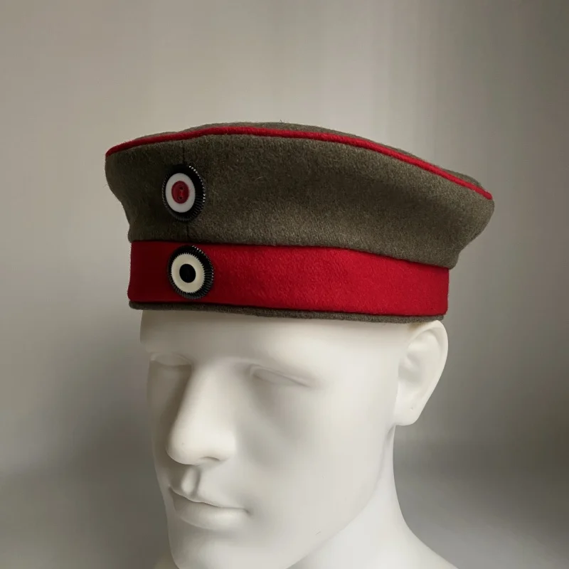 Imperial German WWI Field Cap Red Band Prussian Armyed Krätzchen Mütze Hat Cockade Reproduction Feldmütze