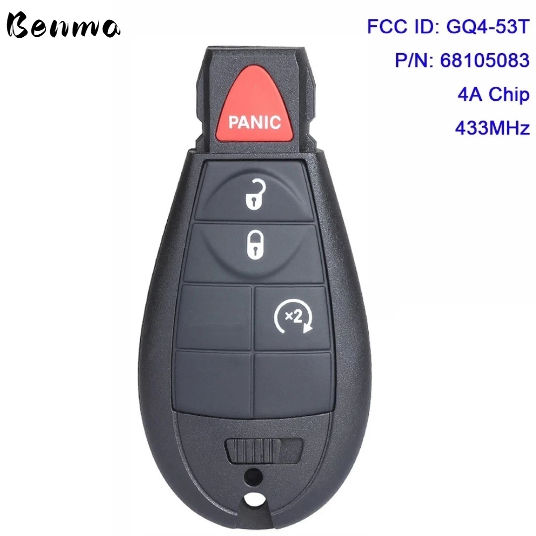 Benma-Controle Remoto para Chrysler Chrysler Dodge Jeep, Placa de Controle, 4A, 433MHz, FCC ID: GQ4-53T, 3 Garrafas