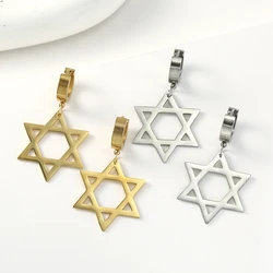 Orecchini Dawapara Star of David orecchini pendenti a cerchio per le donne gioielli ebraici regalo Hanukkah in acciaio inossidabile