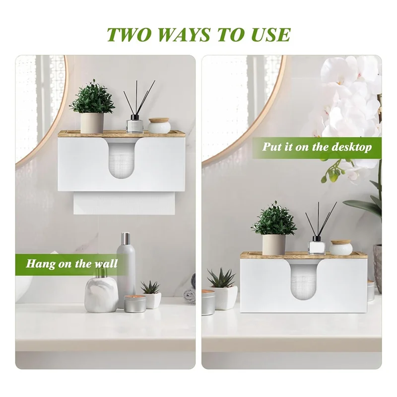 

ABMI-Бамбуковый диспенсер для бумажных полотенец, настенный, сложенный держатель для бумажных полотенец с крышкой, тройная рука для ванной комнаты, кухни, офиса,