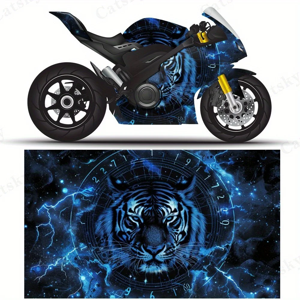 

Electric Tiger Roar Motorcycle Vinyl Wrap, PVC Self-Adhesive Waterproof Motorcycle Sticker, Anti-Scratch Decorative Film for Bik