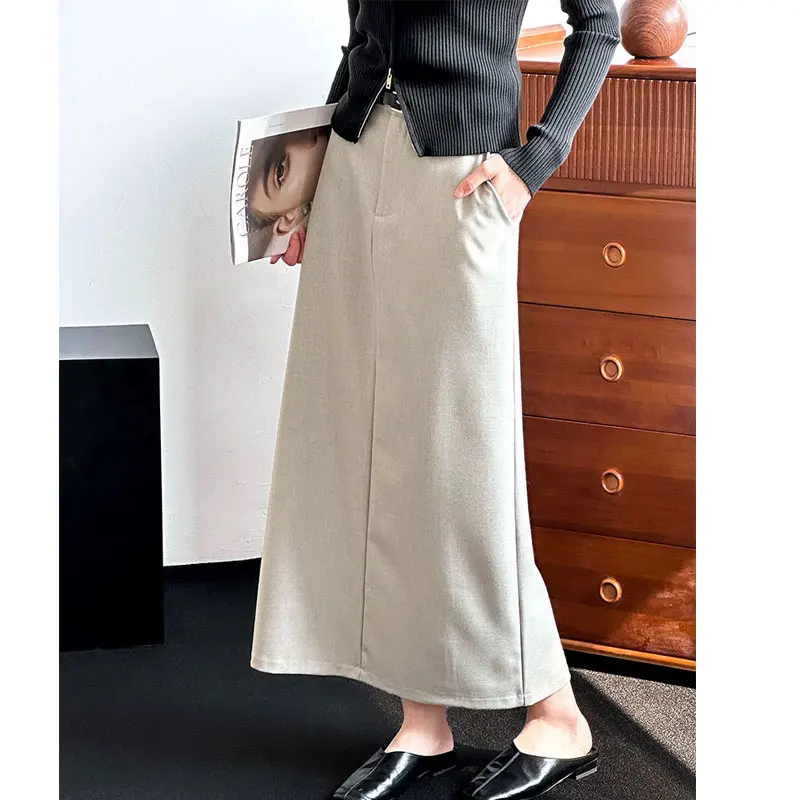 2024 New Arrival Spring Women Clothes High Waist Women A-Line Long Skirts Faldas Femme Streetwear