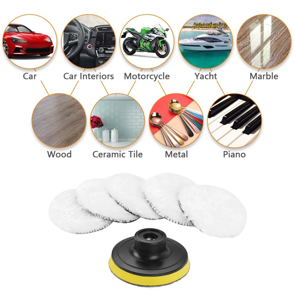 8x Buffing Polishing Pads Car Polisher Pad Drill Adapter Full Protection Increased Safety Wool Wheel Mop Brand New