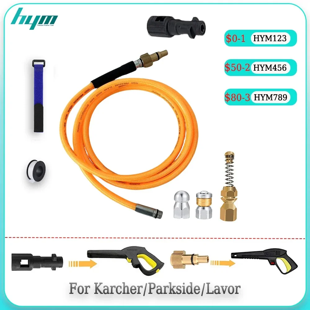 High Pressure Washer Sewer Pipe Cleaning Hose Kit for Karcher K-Series Lavor/Parkside Drain Water Pipe Quick Plug Drain Hose