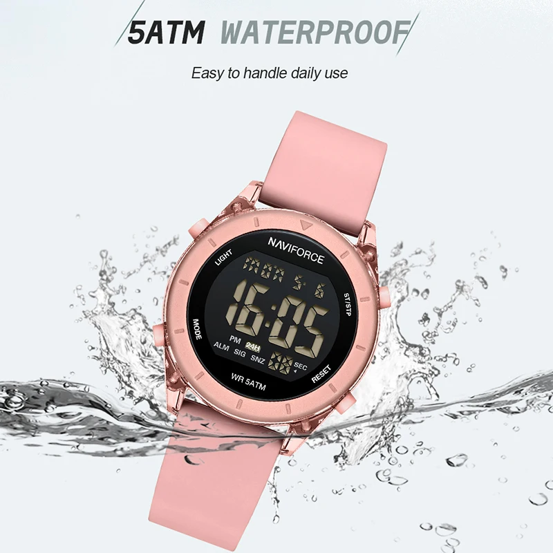 NAVIFORCE Comfortable Silicone Woman watch Waterproof LCD Display Clock Ladies Fashion Sport Electronic Wristwatches Reloj Mujer