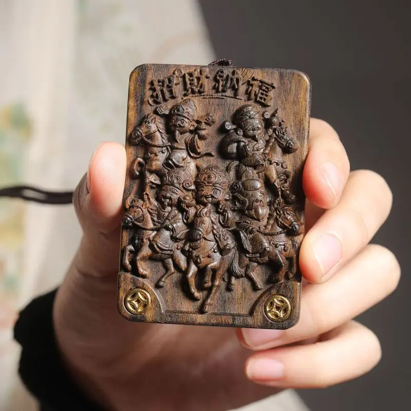 New Agarwood for Fortune and Blessings in Year of the Horse, Handheld Ornament, Decorative Pendant Necklace