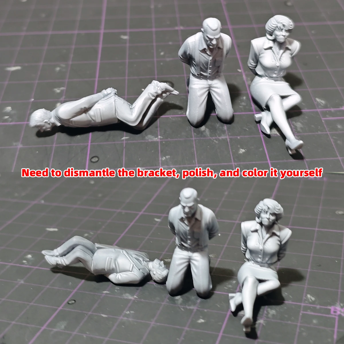 1/35 1/43 1/48 1/64 1/72 1/87 HO Maßstab Modellbausatz 3D Harz Miniatur Soldatenfiguren Diorama Unbemalte Zivilgefangene DIY – Detail 4