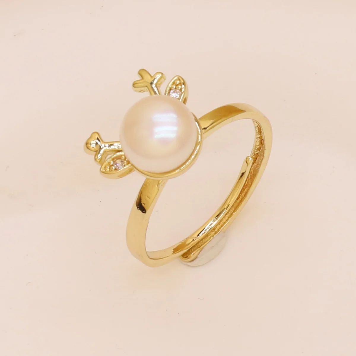 

Natural freshwater pearl Rings Retro Fashion Rings Gold Plated Adjustable Ring for women Fine Jewelry Memorial Day wedding gifts