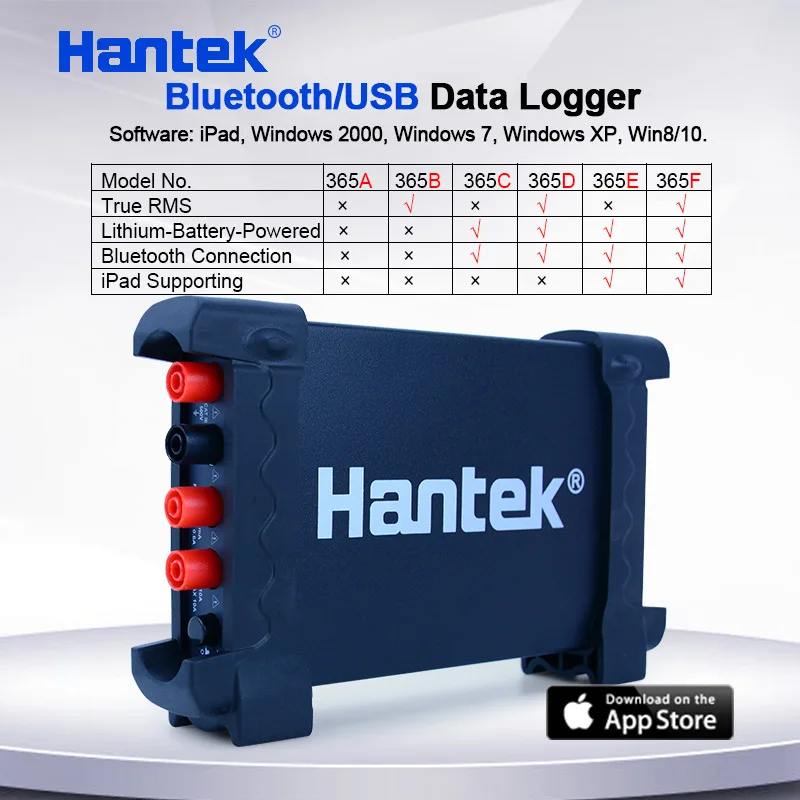 Bluetooth/USB Data Logger Hantek 365A/365B/365C/365D/365E/365F T-RMS di Tensione di Corrente ohm di Capacità del Diodo di sostegno del Registratore