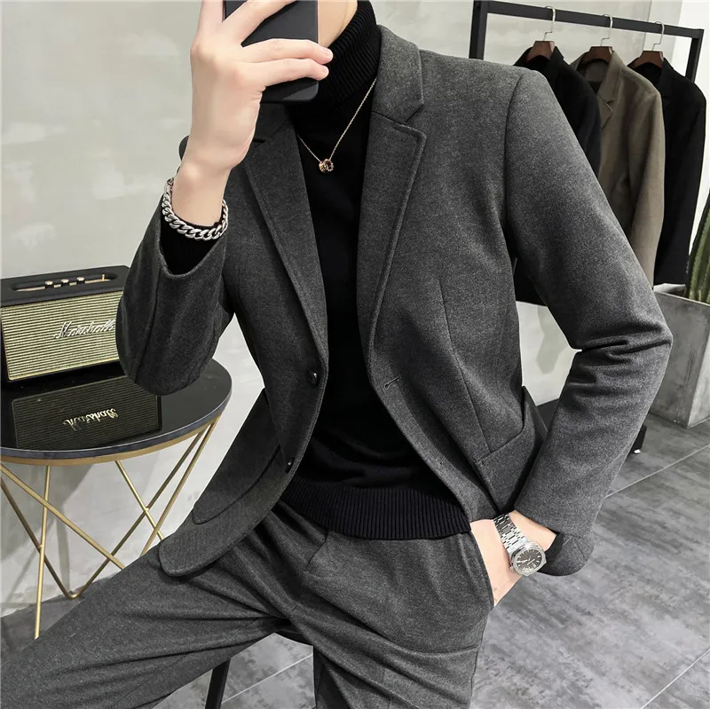 

L7349 Men's woolen fashionable slim fit business casual suit