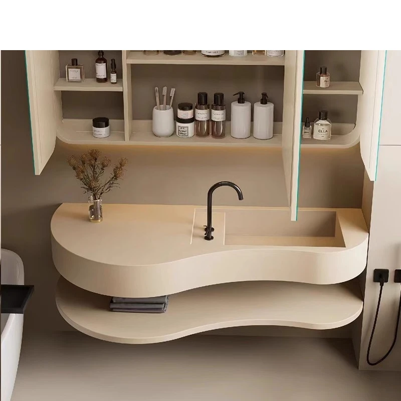 

High-end light luxury, artificial stone custom line art bathroom bathroom wash basin bathroom cabinet combination
