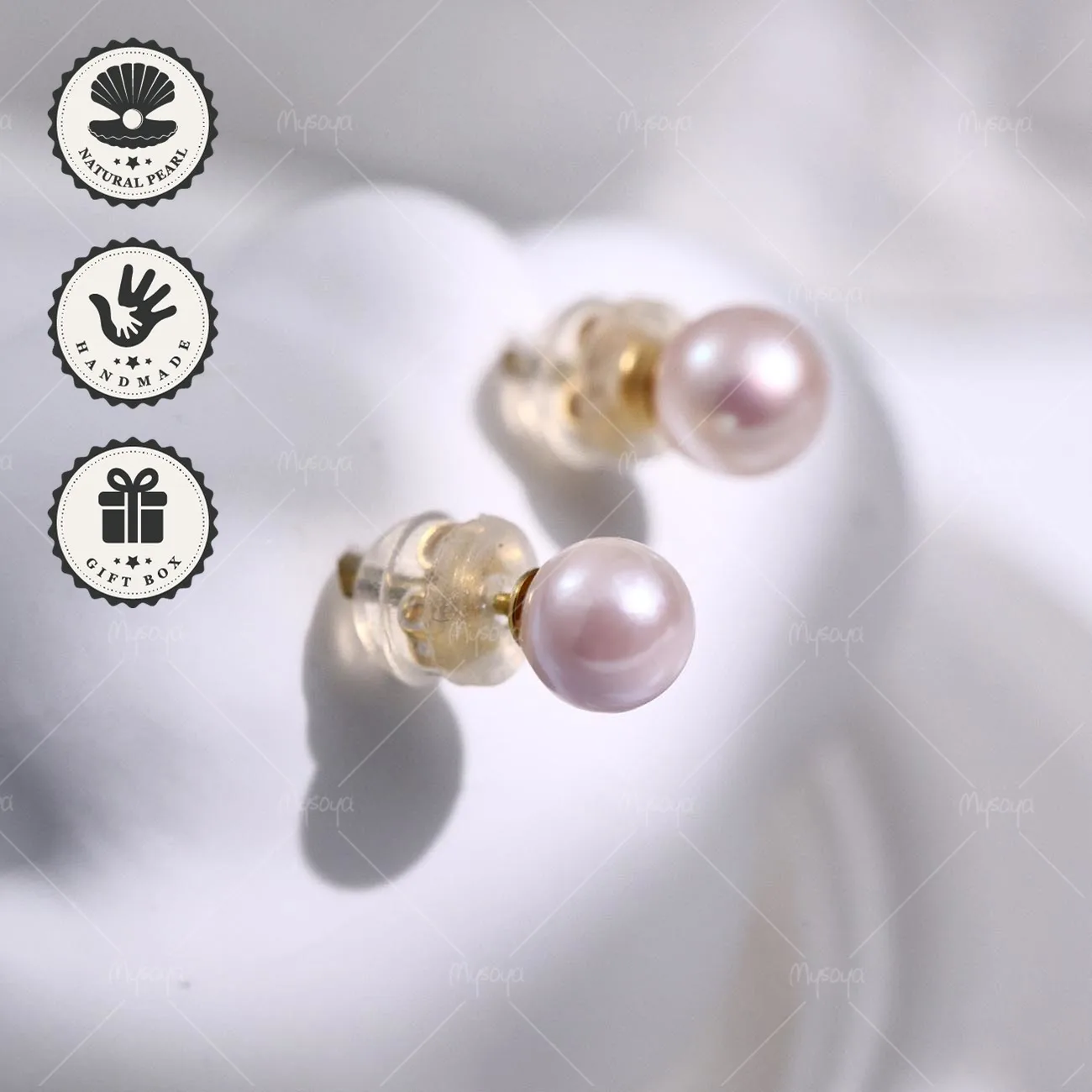 

Японские серьги-гвоздики Mysoya с жемчугом Акойя 5–5,5 мм, золотистые, из серебра S925, в подарочной коробке, подарок на День святого Валентина или день рождения для нее