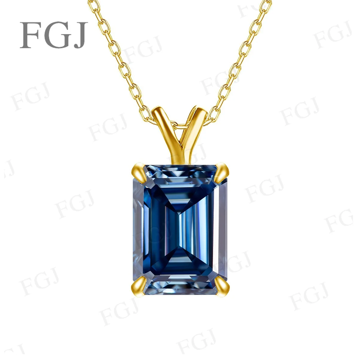 4CT Smaragdschliff Moissanit-Anhänger-Halskette für Damen, 925er Sterlingsilber mit 18K Goldplattierung, edler Schmuck, Hochzeitsgeschenk – Detail 10