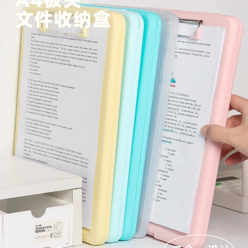 

office supplies Macarone clipboard with storage portable multifunctional Writing pad Paper A4 storage box clipboard for kids