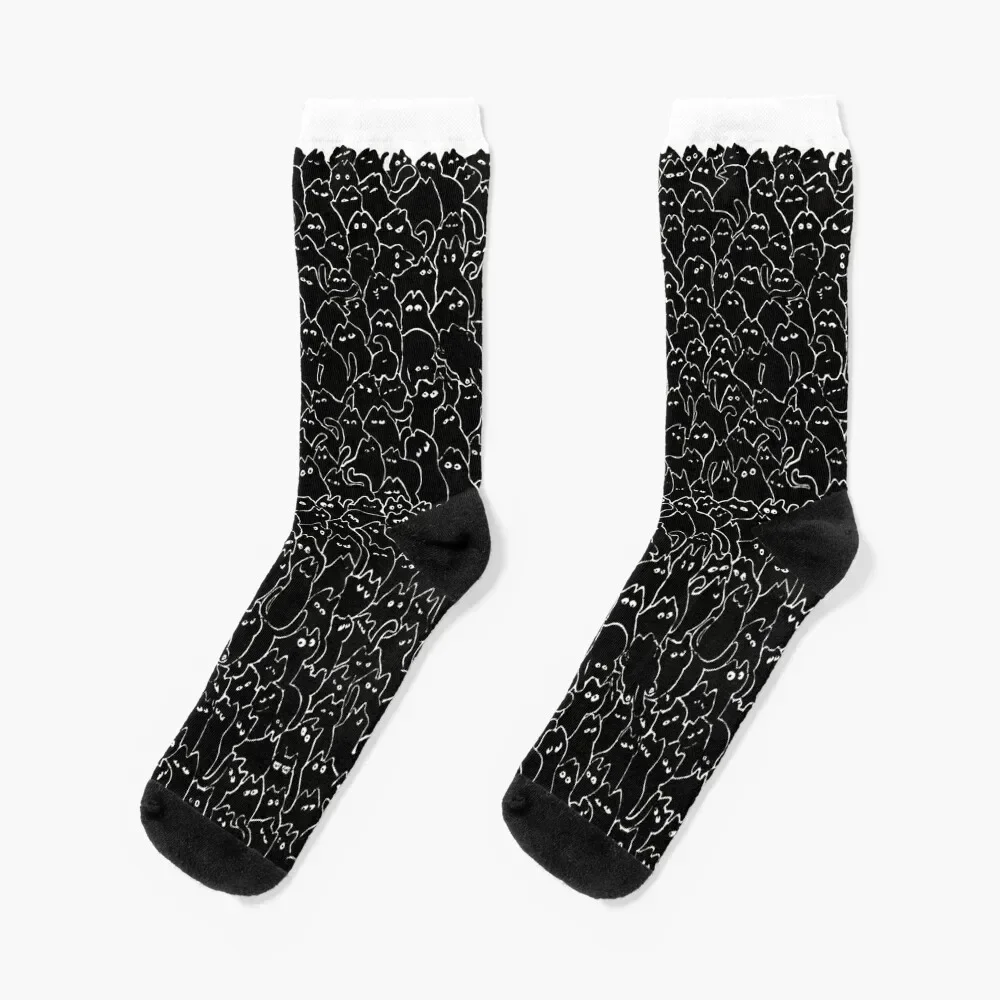 

Fat black cats pattern Socks Novelties loose anime Socks Male Women's